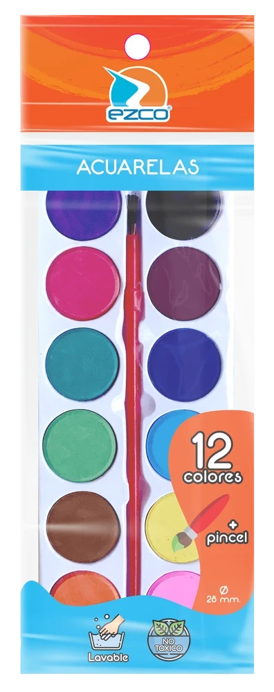 ACUARELAS EZCO X 12U.C/PINCEL-4008-